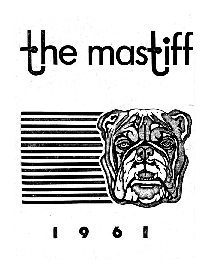 The 1961 Mastiff cover, with black mastiff-head artwork and lettering on white.
